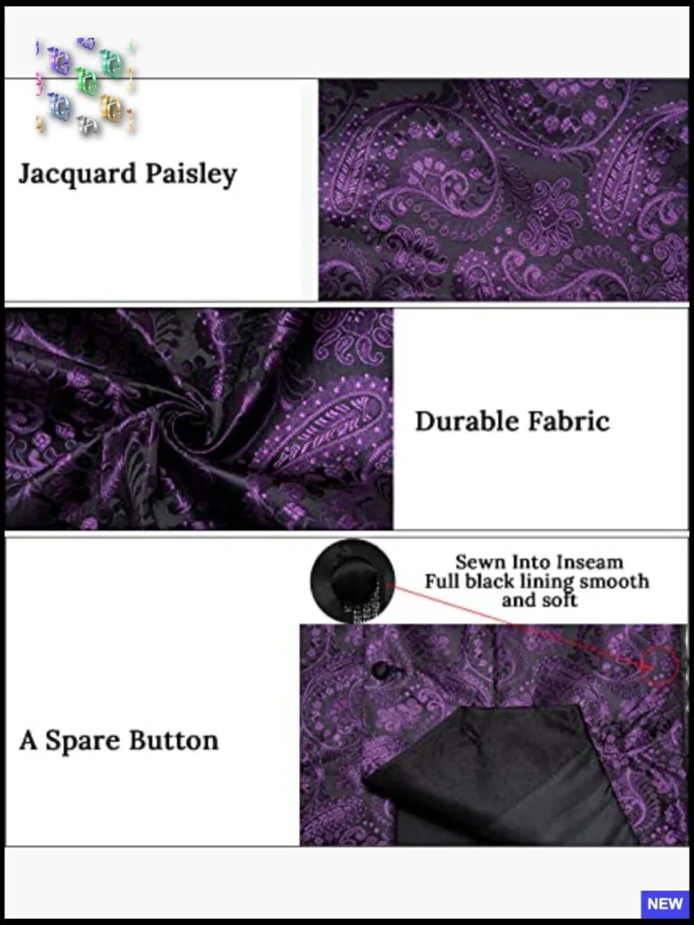 Silk Paisley Vest Set Elegant Classic Wedding Formal Wear Adjustable Fit